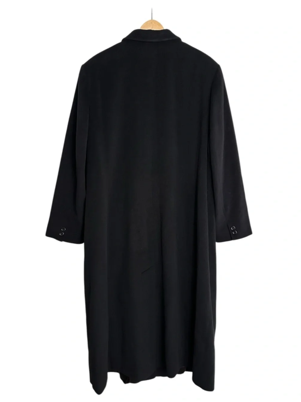 L.L.Bean Wool Cashmere Overcoat Black Long Minimalist Classic Quiet Luxury 2X - Picture 2 of 15